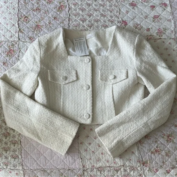 Creme boucle tweed two piece chic girly set - Picture 2 of 7